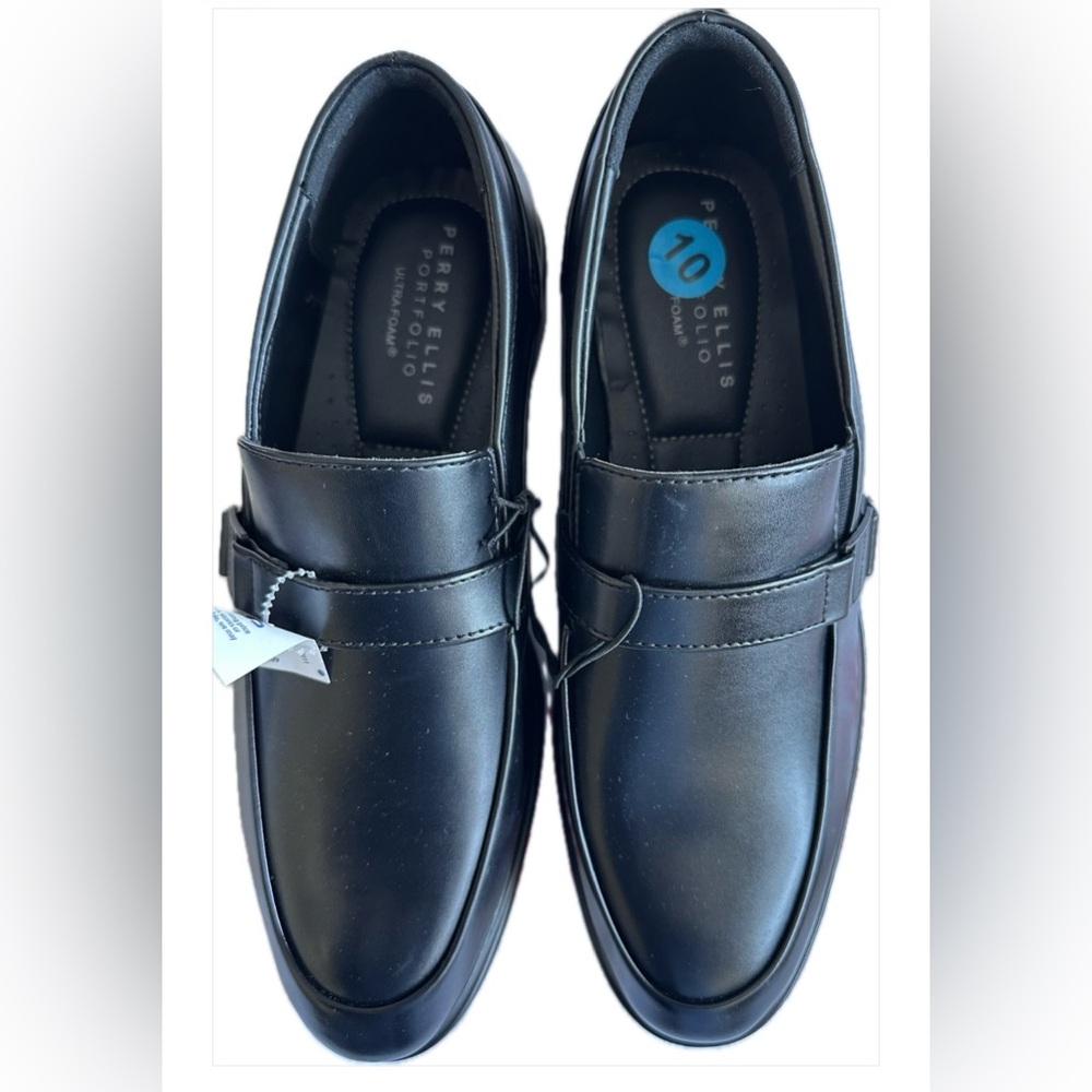 Perry Ellis Portfolio Black Dress Loafers Men’s Size 10 Wide Slip On